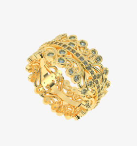 Gold Ring with Emerald Detail
